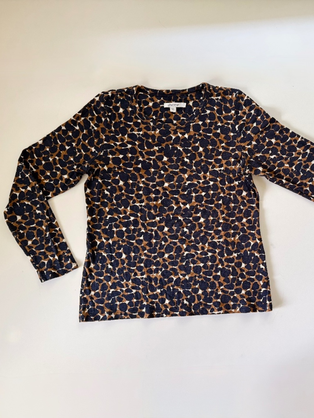 Chico's Cotton knit leopard patch top (Sz Small)